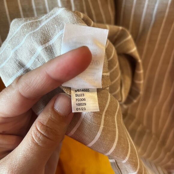 Loft Linen Blend Striped Button Front Dress XXSP - Picture 5 of 6